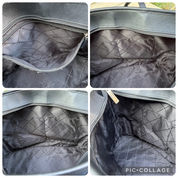 Michael Kors Jet Set Black Saffiano Leather Top Zip Tote Bag Purse - Picture 13 of 14